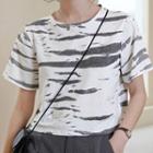 Short-sleeve Tie-dye T-shirt White & Gray - One Size