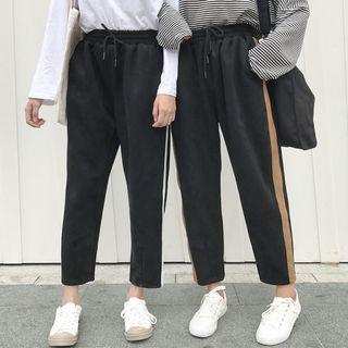 Two-tone Faux Suede Tapered Pants