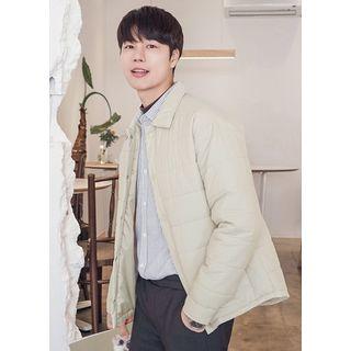 Collared Snap-button Padded Jacket