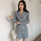 Striped Double Breasted Mini Bodycon Blazer Dress