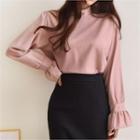 Frill-sleeve Zip-back Top