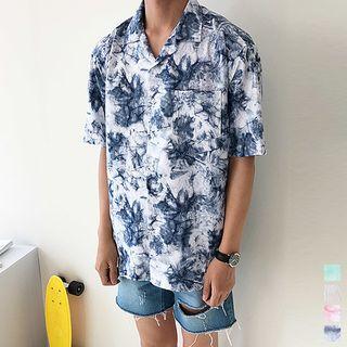 Open-placket Tie-dye Shirt