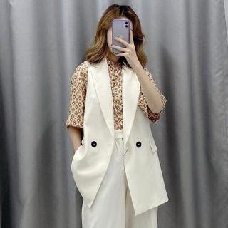 Contrast Button Double Breasted Vest