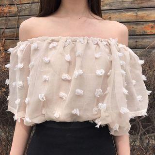 Off-shoulder Applique Top