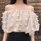 Off-shoulder Applique Top