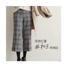 Checked Wool Blend Cropped Pants