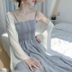 Spaghetti Strap Maxi A-line Chiffon Dress / Light Jacket