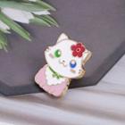 Alloy Cat Brooch White - One Size