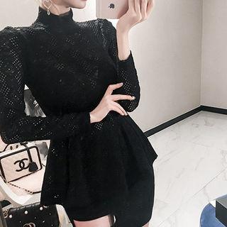 Mock-neck Sheer A-line Top