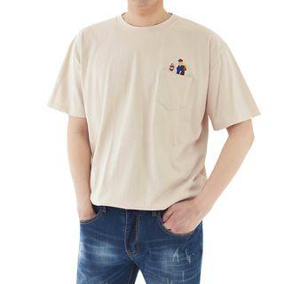 Plus Size Embroidered Pocket-front T-shirt