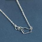 Heart & Hand Pendant Sterling Silver Necklace Silver - One Size