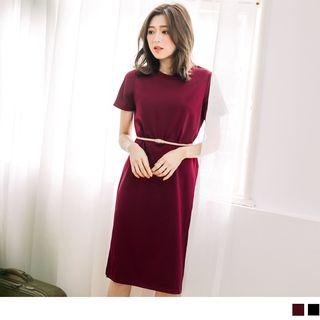 Short Sleeve Slit-side Dress