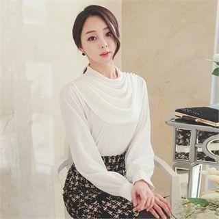 Drape-front Faux-pearl Trim Top
