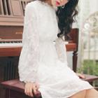Lace Long Sleeve Chiffon Dress