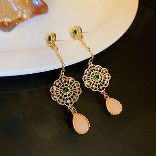 Rhinestone Alloy Dangle Earring 1 Pair - Alloy - Gold - One Size