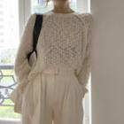 Perforated Sweater Milky White - One Size