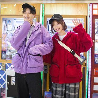 Couple Matching Fleece Hooded Zip Padded Jacket