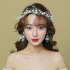 Wedding Faux Pearl Headpiece Headpiece & Clip On Earring - White - One Size