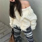 Cable-knit Sweater / Striped Pants