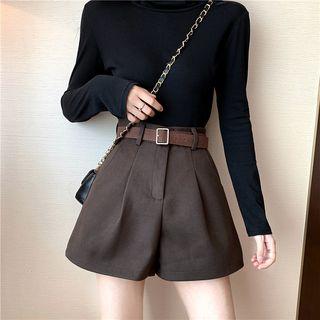 Woolen High-waist Shorts