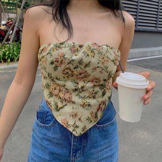 Floral Print Open-back Crop Top