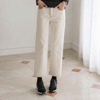 Fleece-lined Stitched Straight-cut Pants