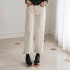 Fleece-lined Stitched Straight-cut Pants