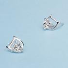925 Sterling Silver Rhinestone Earring 1 Pair - 925 Silver - Silver - One Size
