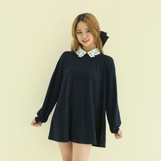 Lace-collar Minidress With Sash