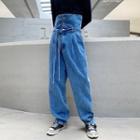 Tie Waist High-waist Wide-leg Jeans