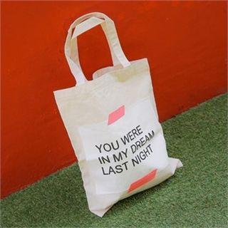 Contrast-trim Lettering Shopper Bag