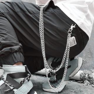 Layered Alloy Jeans Chain White - One Size