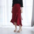 Irregular Hem Ruffle Midi Skirt