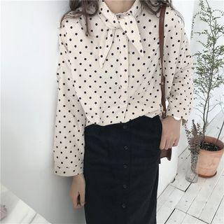 Tie-neck Polka Dot Shirt