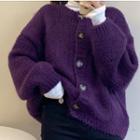 Mock-neck Long-sleeve Top / Crew-neck Cardigan