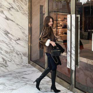 Two-way Faux-fur Zip Jacket Brown - One Size