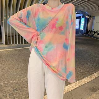 Long-sleeve Tie Dye T-shirt As Shown In Figure - One Size