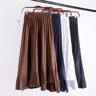 Asymmetric Midi Accordion Pleat A-line Skirt