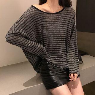 Stripe Boxy Long-sleeve T-shirt As Shown In Figure - One Size