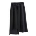 Drawstring Asymmetric Hem Midi Skirt
