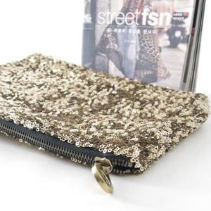Sequined Zip Clutch