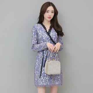 Long Sleeve V-neck Lace Dress