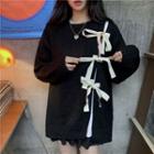 Ribbon Loose-fit Knit Sweater Black - One Size