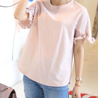 Frilled Petal-sleeve Relaxed-fit Top