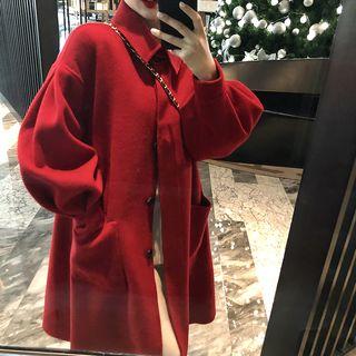 Single Breasted Coat Red - One Size