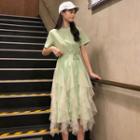 Short-sleeve Mesh Pane T-shirt Dress