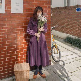 Frilled-collar Corduroy Dress
