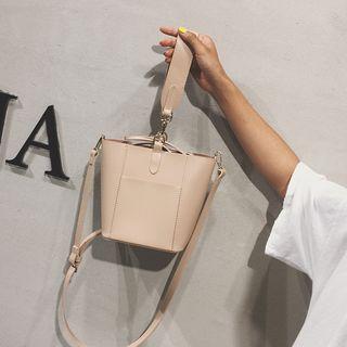 Faux Leather Strapped Bucket Bag