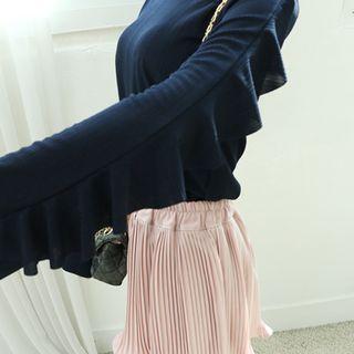 Ruffle-trim Sheer Top