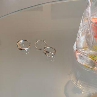 Set Of 3 : Alloy Open Ring (assorted Designs) Set Of 3 - Ring - Silver - One Size